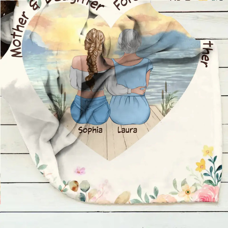 Personalized Mom & Daughter Quilt/Fleece Throw Blanket - Mother's Day Gift Idea To Mom - Mother & Daughter Forever Linked Together