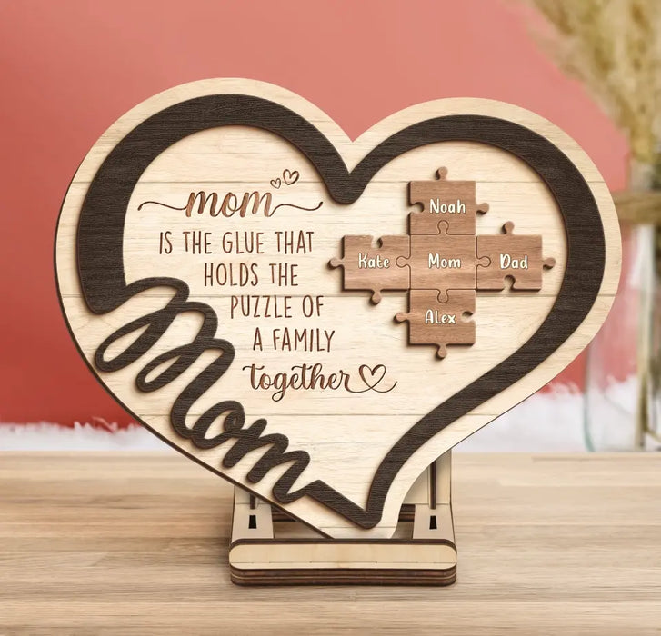 Custom Personalized Grandma Mom 2 Layered Wooden Art - Upto 11 Names - Mother's Day Gift Idea For Grandma/ Mom - You Are The Piece That Holds Us Together