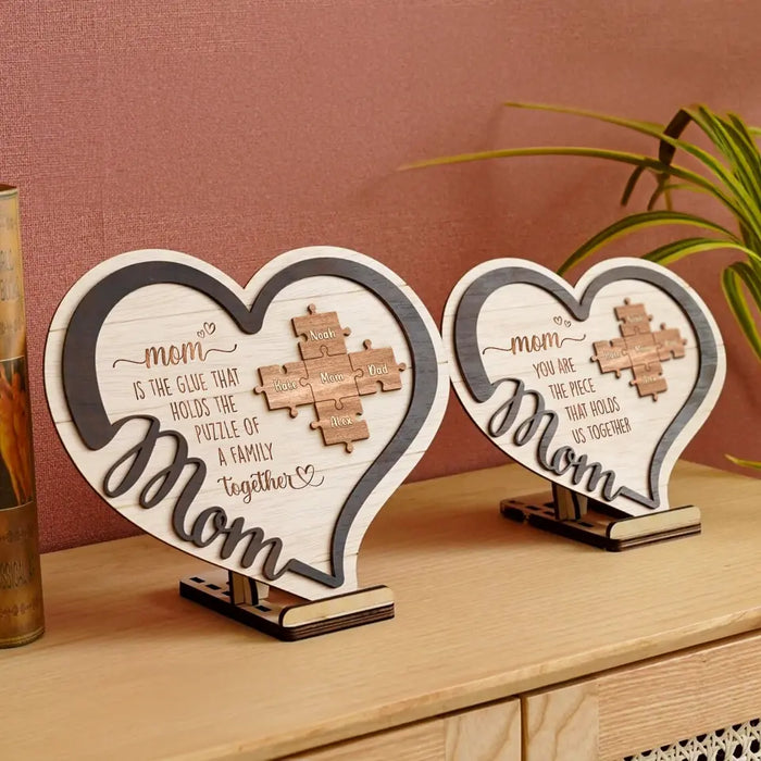 Custom Personalized Grandma Mom 2 Layered Wooden Art - Upto 11 Names - Mother's Day Gift Idea For Grandma/ Mom - You Are The Piece That Holds Us Together