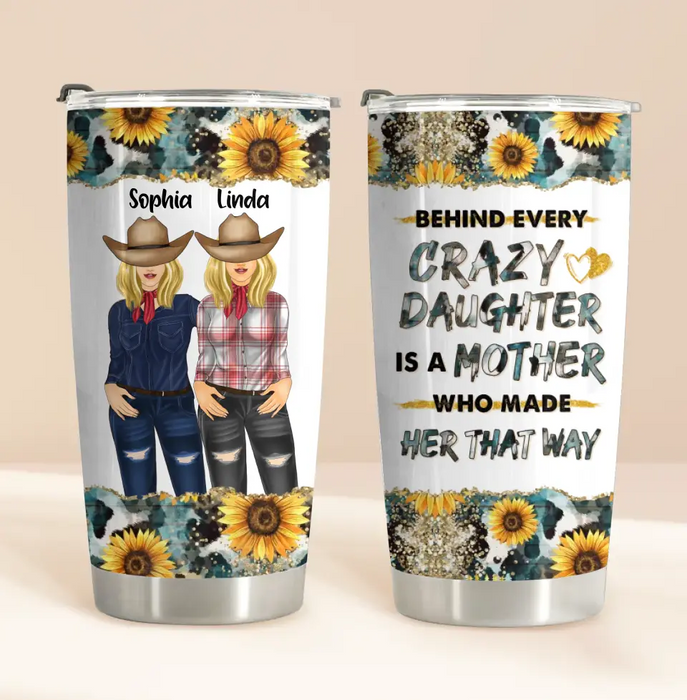 Custom Personalized Mom & Daughter Horse Tumbler - Gift Idea For Horse Lover/ Mother's Day - Behind Every Crazy Daughter