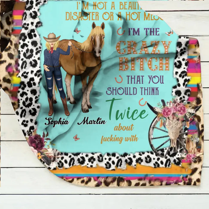 Custom Personalized Horse Girl Quilt/Single Layer Fleece Blanket - Gift Idea For Girl/Horse Lovers -  I'm Not A Beautiful Disaster