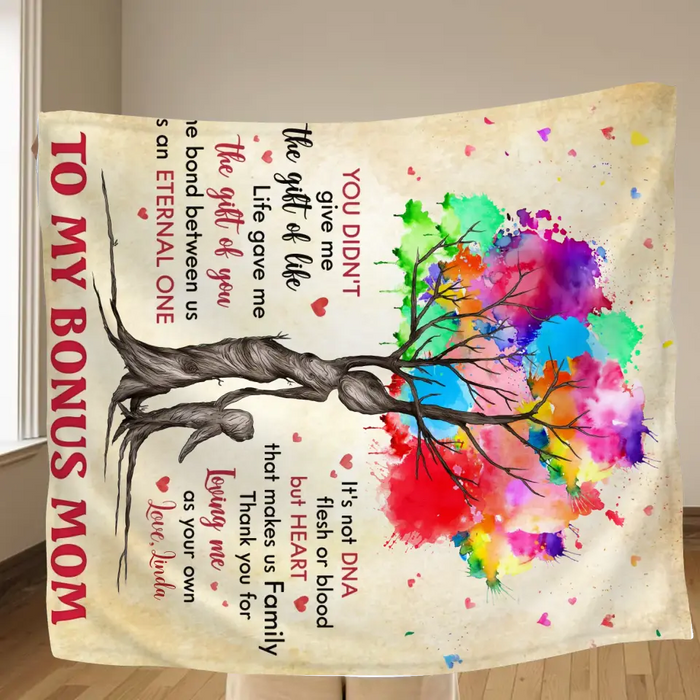 Custom Personalized Bonus Mom Quilt/ Fleece Throw Blanket/Pillow Cover - Mother's Day Gift Idea To Mom - Life Gave Us The Gift Of You