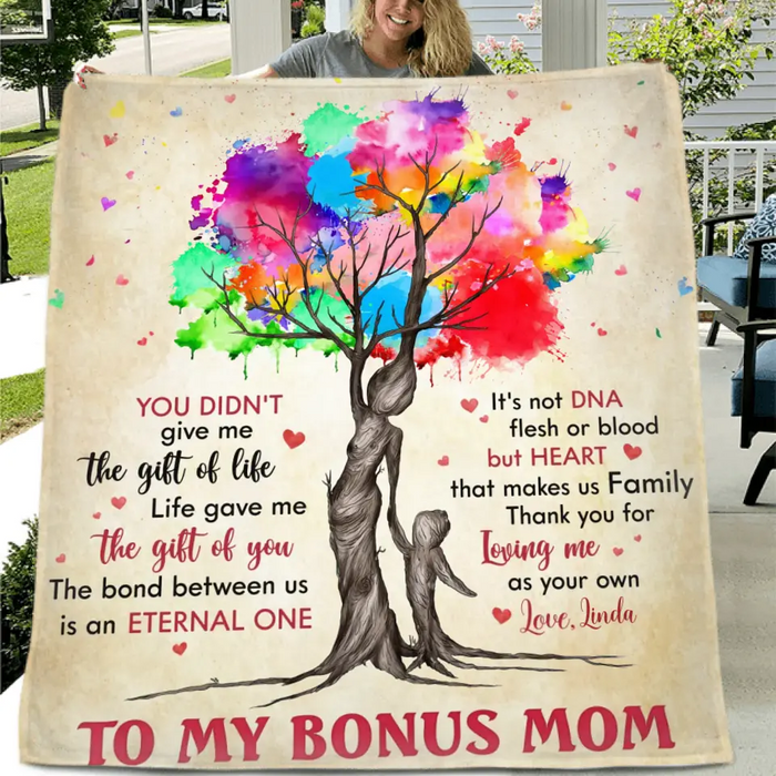 Custom Personalized Bonus Mom Quilt/ Fleece Throw Blanket/Pillow Cover - Mother's Day Gift Idea To Mom - Life Gave Us The Gift Of You