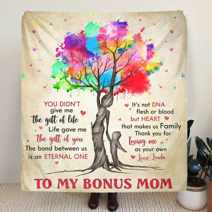 Custom Personalized Bonus Mom Quilt/ Fleece Throw Blanket/Pillow Cover - Mother's Day Gift Idea To Mom - Life Gave Us The Gift Of You