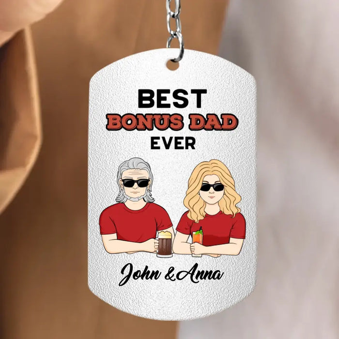 Custom Personalized Bonus Dad Aluminum Keychain - Gift Idea For Dad/Father's Day - Thanks For Being Less Of A Dick Than My Real Dad