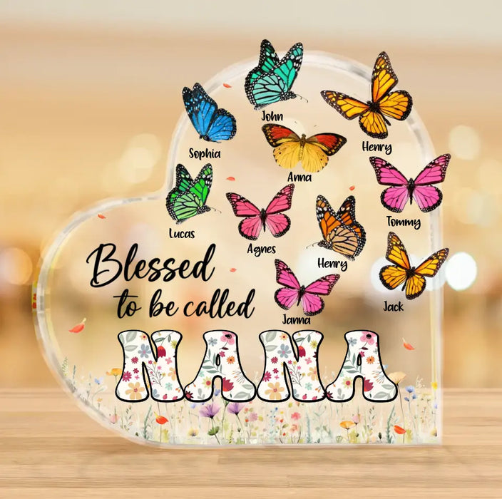 Personalized Grandma Butterfly Acrylic Plaque - Mother's Day Gift Idea For Grandma/Mom - Up to 10 Kids - Blessed To Be Called Nana