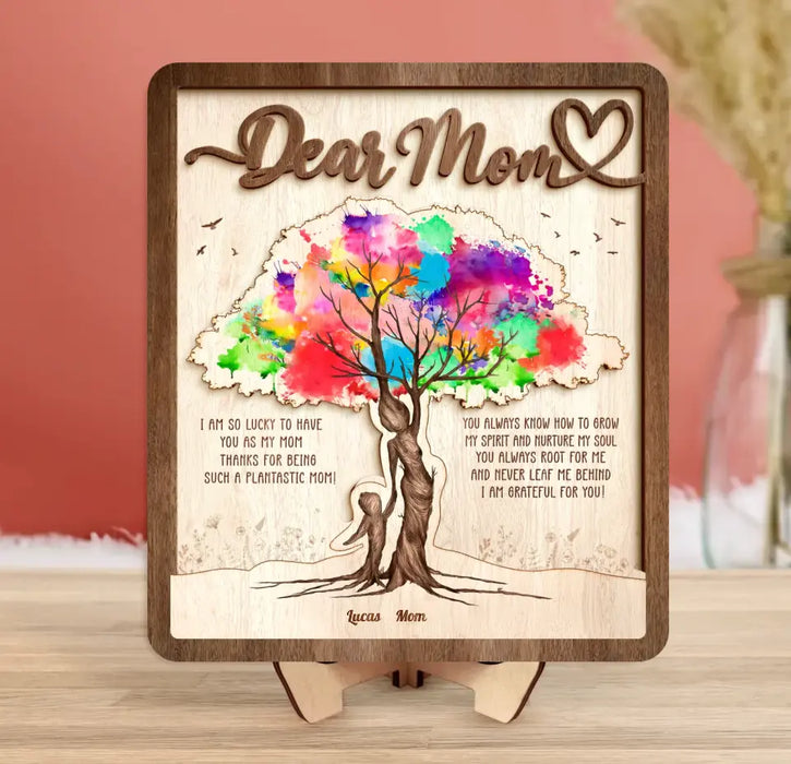 Personalized Tree Mom 2 Layered Wooden Art - Mother And Up to 5 Children - Mother's Day Gift Idea - Thanks For Being Such A Plantastic Mom