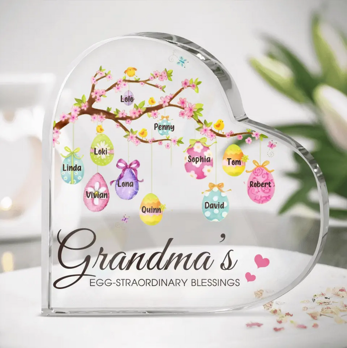 Personalized Grandma Crystal Heart - Gift Idea For Grandma - Up to 11 Kids - Grandma's Egg - Straordinary Blessings