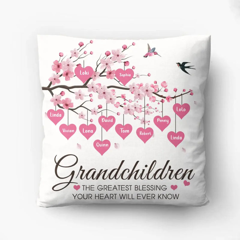 Personalized Grandma Pillow Cover - Gift Idea For Grandma - Up to 11 Kids - Grandma's Egg - The Greatest Blessing