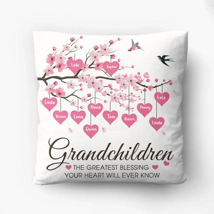 Custom Personalized Grandma Pillow Cover - Gift Idea For Grandma - Upto 11 Kids - Grandma's Egg - The Greatest Blessing