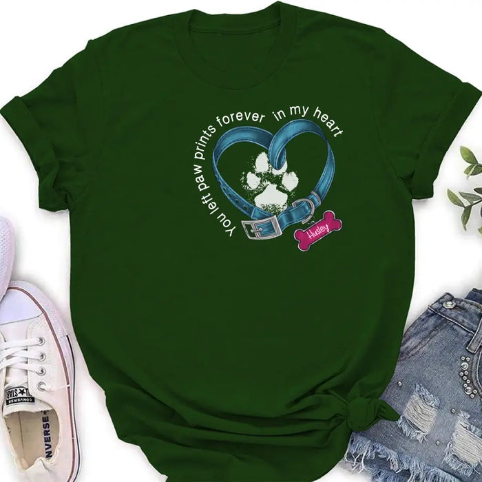 Custom Personalized Dog T-shirt/ Hoodie - Memorial Gift Idea For Dog Lover/ Mother's Day/Father's Day - You Left Paw Prints Forever In My Heart