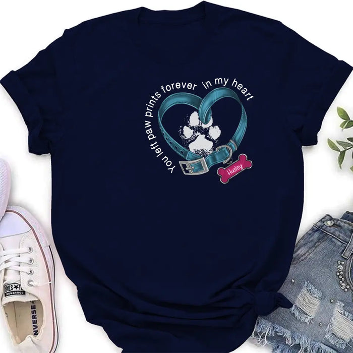 Custom Personalized Dog T-shirt/ Hoodie - Memorial Gift Idea For Dog Lover/ Mother's Day/Father's Day - You Left Paw Prints Forever In My Heart