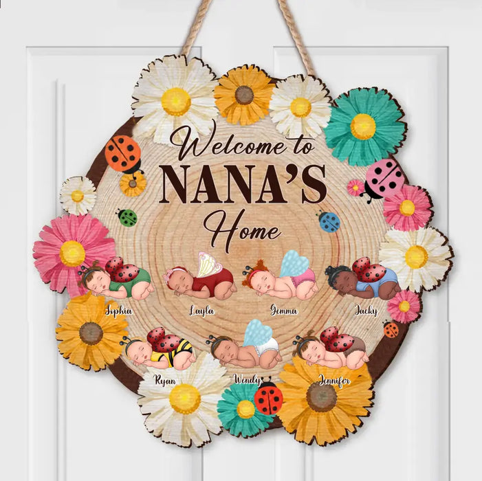 Personalized Nana Wooden Sign - Up to 7 Babies - Mother's Day Gift Idea for Grandma - Welcome To Nana's Home