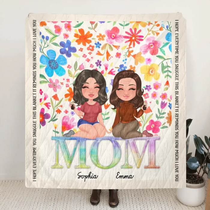 Personalized Mom & Daughter Quilt/Fleece Throw Blanket - Mother's Day Gift Idea To Mom - We Love You
