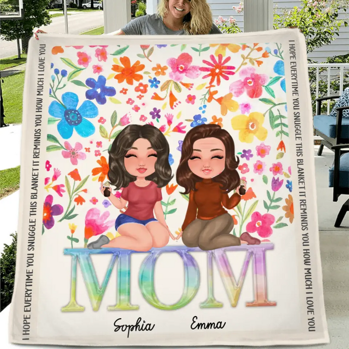 Personalized Mom & Daughter Quilt/Fleece Throw Blanket - Mother's Day Gift Idea To Mom - We Love You