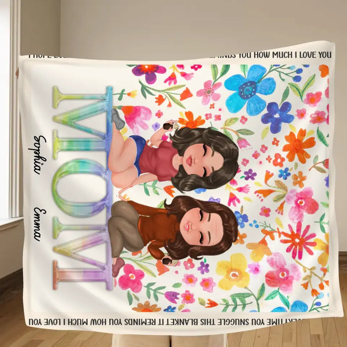Personalized Mom & Daughter Quilt/Fleece Throw Blanket - Mother's Day Gift Idea To Mom - We Love You