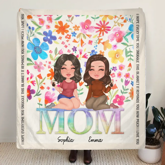 Personalized Mom & Daughter Quilt/Fleece Throw Blanket - Mother's Day Gift Idea To Mom - We Love You