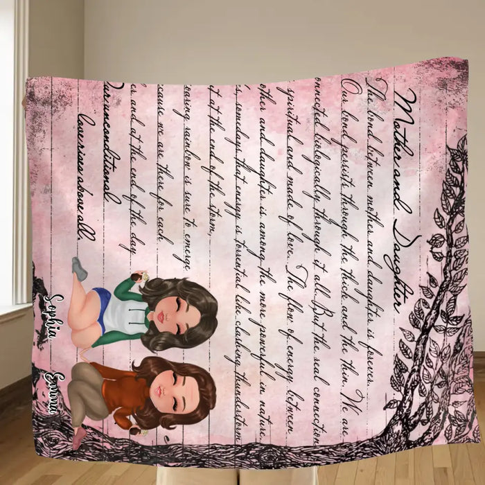 Custom Personalized Mom & Daughter Quilt/ Fleece Throw Blanket - Mother's Day Gift Idea To Mom - Our Unconditional Love Rises Above All