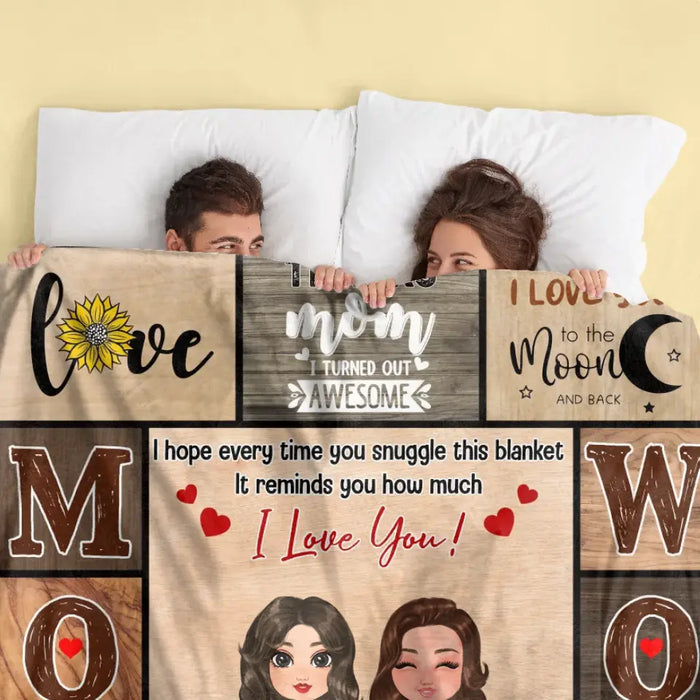 Custom Personalized Mom & Daughter Quilt/ Fleece Throw Blanket - Mother's Day Gift Idea To Mom - Thanks Mom It Turned Out Awesome