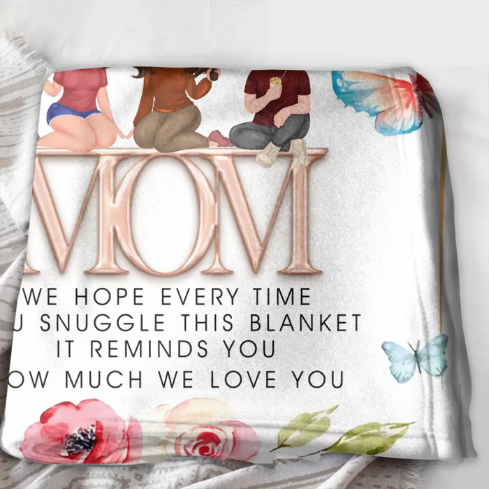 Custom Personalized Mom & Children Quilt/ Fleece Throw Blanket - Upto 3 People - Mother's Day Gift Idea To Mom - It Reminds You How Much We Love You