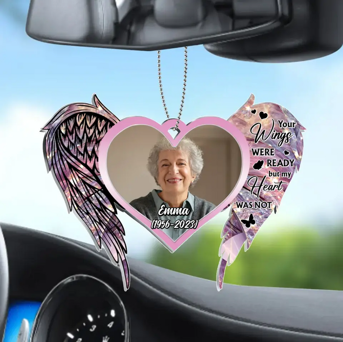 Custom Personalized Memorial Photo Acrylic Ornament - Memorial Gift Idea for Mother's Day - Your Wings Were Ready But My Heart Was Not