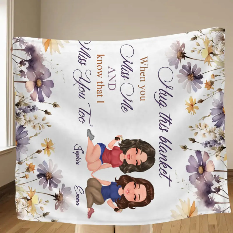 Personalized Mom & Daughter Quilt/Fleece Throw Blanket - Mother's Day Gift Idea For Mom - Hug This Blanket