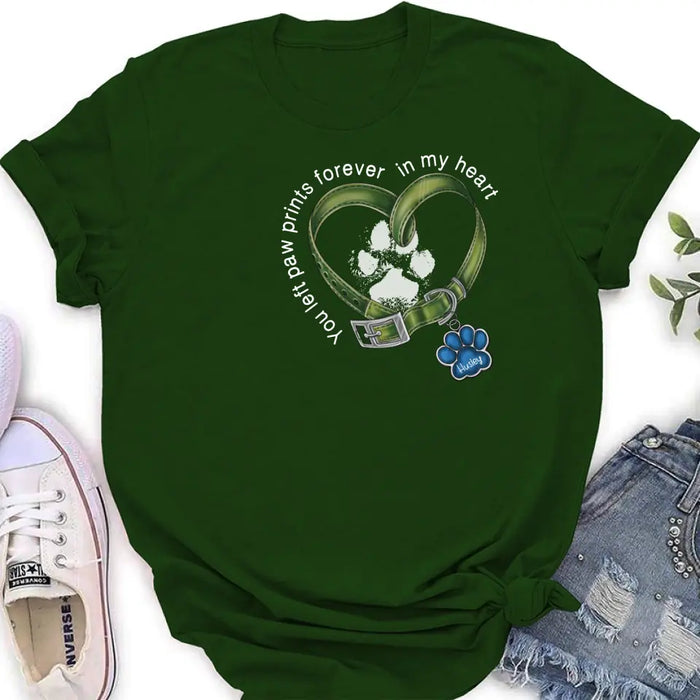 Custom Personalized Dog T-shirt/ Hoodie - Memorial Gift Idea For Dog Lover/ Father's Day/ Mother's Day - You Left Paw Prints Forever In My Heart