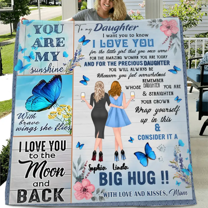 Personalized To My Daughter Quilt/Fleece Throw Blanket - Gift Idea From Mother To Daughter - You're My Sunshine