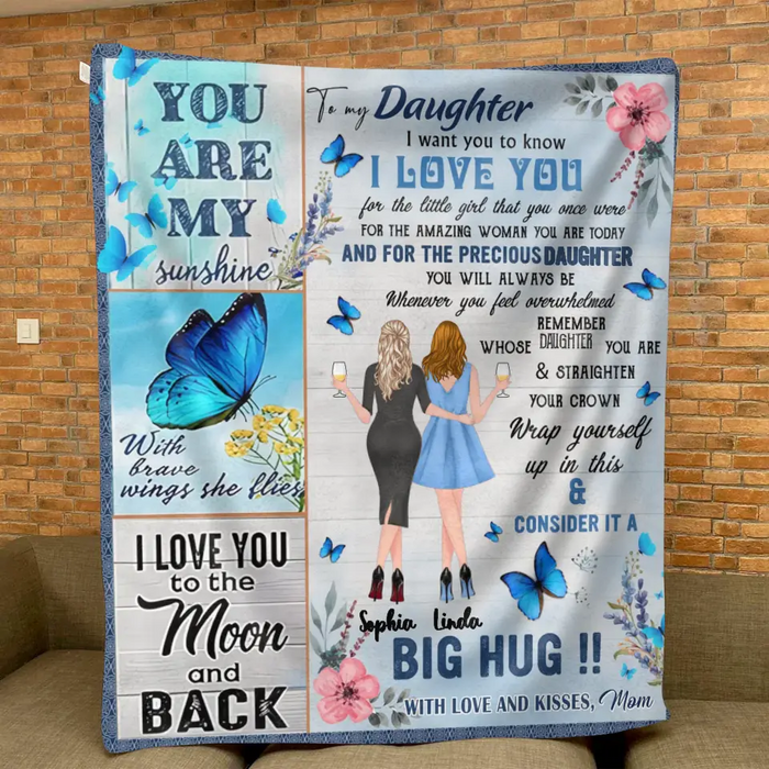 Personalized To My Daughter Quilt/Fleece Throw Blanket - Gift Idea From Mother To Daughter - You're My Sunshine