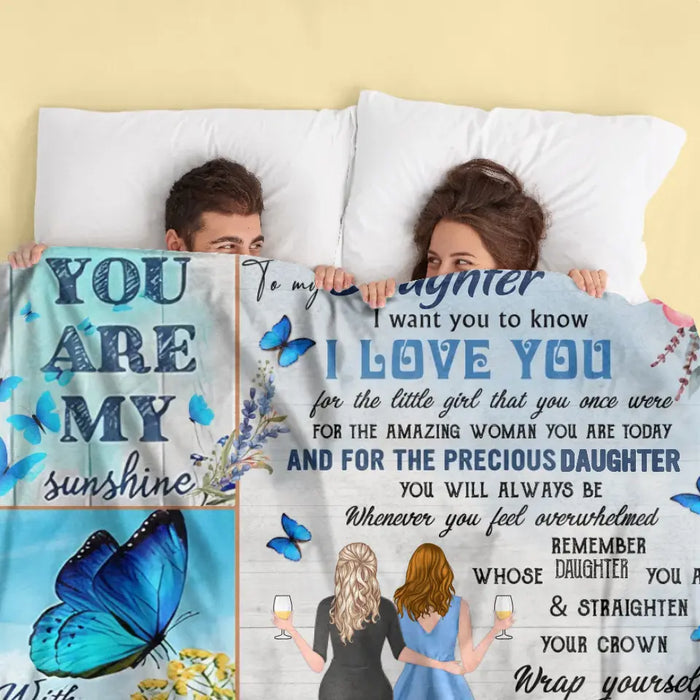 Personalized To My Daughter Quilt/Fleece Throw Blanket - Gift Idea From Mother To Daughter - You're My Sunshine