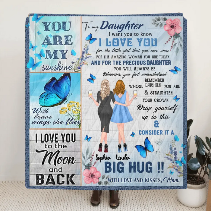 Personalized To My Daughter Quilt/Fleece Throw Blanket - Gift Idea From Mother To Daughter - You're My Sunshine