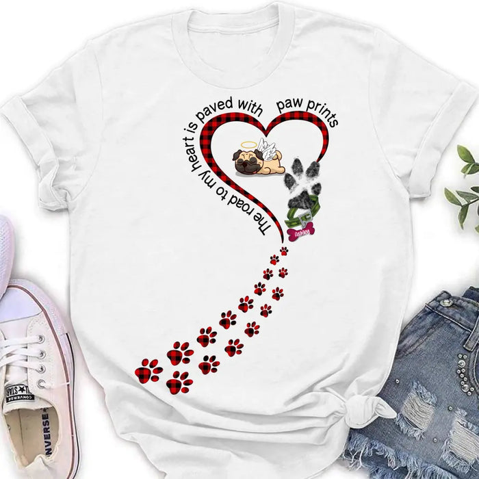 Personalized Dog Shirt/ Hoodie - Memorial Gift Idea For Dog Lover/ Mother's Day/Father's Day - The Road To My Heart Is Paved With Paw Prints