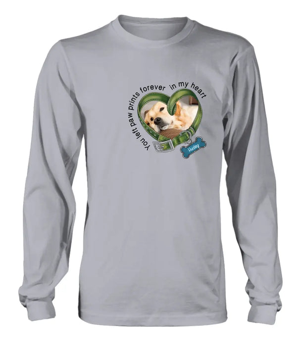 Custom Personalized Dog Collar Shirt/ Hoodie - Upload Photo - Gift Idea For Dog Lover/ Mother's Day/Father's Day - You Left Paw Prints Forever In My Heart
