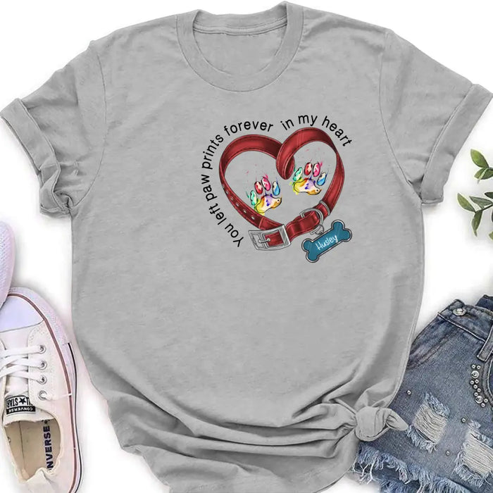 Custom Personalized Dog Collar Rainbow Print Shirt/ Hoodie - Gift Idea For Dog Lover/ Mother's Day/Father's Day - You Left Paw Prints Forever In My Heart