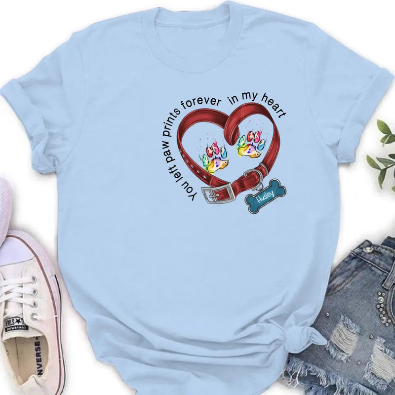 Personalized Dog Collar Rainbow Print Shirt/Hoodie - Gift Idea For Dog Lover/Mother's Day/Father's Day - You Left Paw Prints Forever In My Heart