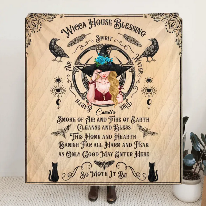 Personalized Witch Quilt/Fleece Throw Blanket - Halloween Gift Idea For Witch Lovers - Wicca House Blessing