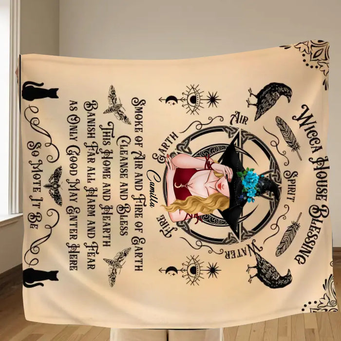 Personalized Witch Quilt/Fleece Throw Blanket - Halloween Gift Idea For Witch Lovers - Wicca House Blessing