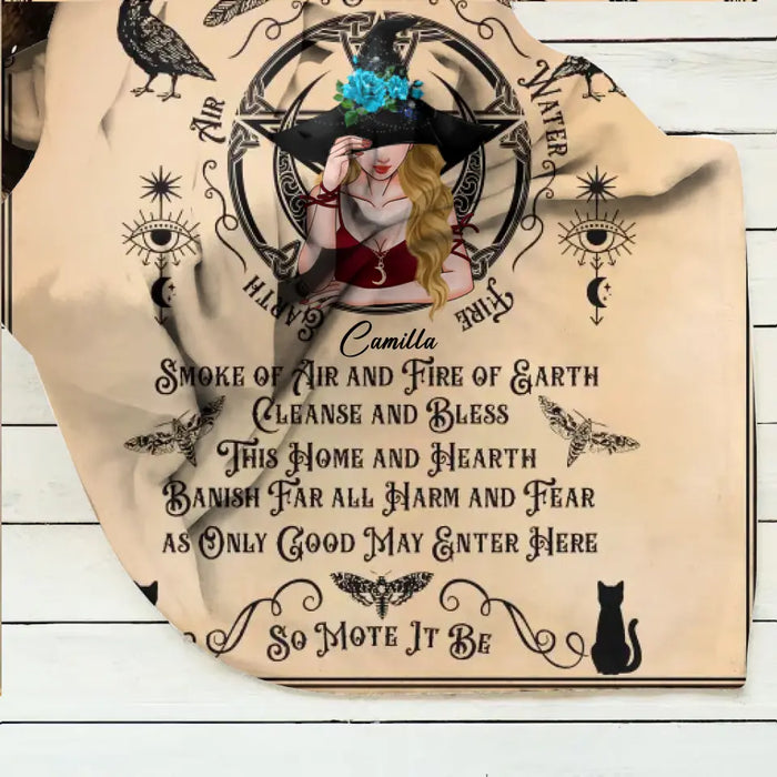 Personalized Witch Quilt/Fleece Throw Blanket - Halloween Gift Idea For Witch Lovers - Wicca House Blessing