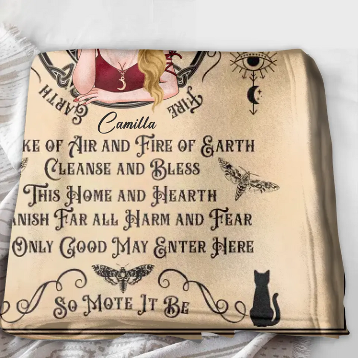 Personalized Witch Quilt/Fleece Throw Blanket - Halloween Gift Idea For Witch Lovers - Wicca House Blessing