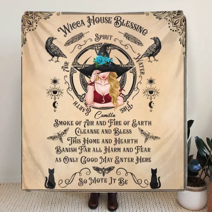 Personalized Witch Quilt/Fleece Throw Blanket - Halloween Gift Idea For Witch Lovers - Wicca House Blessing