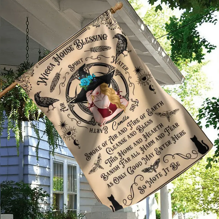 Custom Personalized Witch Flag Sign - Halloween Gift Idea For Witch Lovers - Wicca House Blessing
