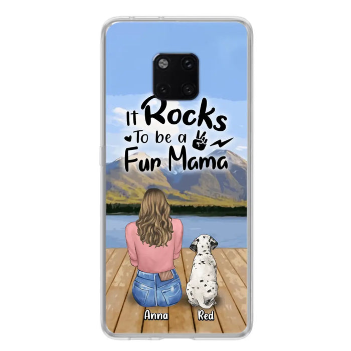 Custom Personalized Pet Mom/Pet Dad Phone Case - Gifts For Pet Lovers With Up to 4 Dogs/ Cats/ Rabbits - It Rocks To Be A Fur Mama - Case For Xiaomi/ Oppo/ Huawei