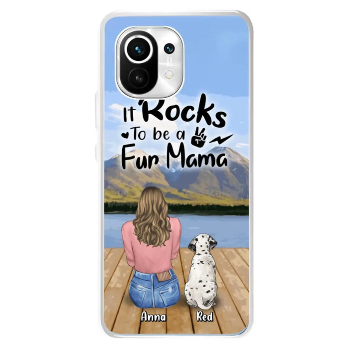 Custom Personalized Pet Mom/Pet Dad Phone Case - Gifts For Pet Lovers With Up to 4 Dogs/ Cats/ Rabbits - It Rocks To Be A Fur Mama - Case For Xiaomi/ Oppo/ Huawei