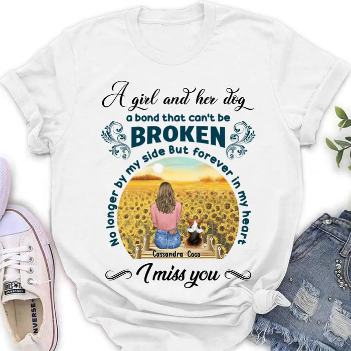 Personalized Pet Mom Shirt/ Hoodie - Gift Idea For Dog/Cat Lover/ Mother's Day - Upto 4 Pets - A Girl And Her Dog A Bond That Can't Be Broken