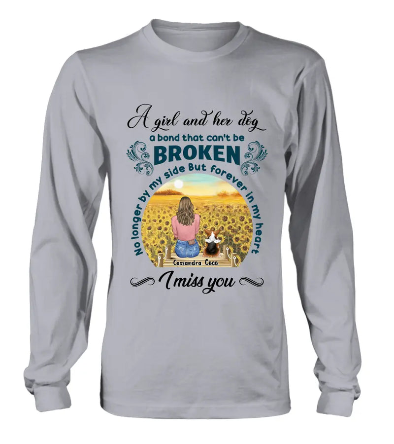 Personalized Pet Mom Shirt/Hoodie - Gift Idea For Dog/Cat Lover/Mother's Day - Up to 4 Pets - A Girl And Her Dog A Bond That Can't Be Broken