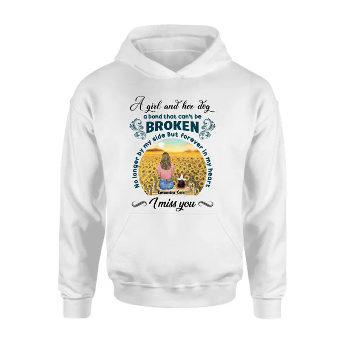 Personalized Pet Mom Shirt/ Hoodie - Gift Idea For Dog/Cat Lover/ Mother's Day - Upto 4 Pets - A Girl And Her Dog A Bond That Can't Be Broken