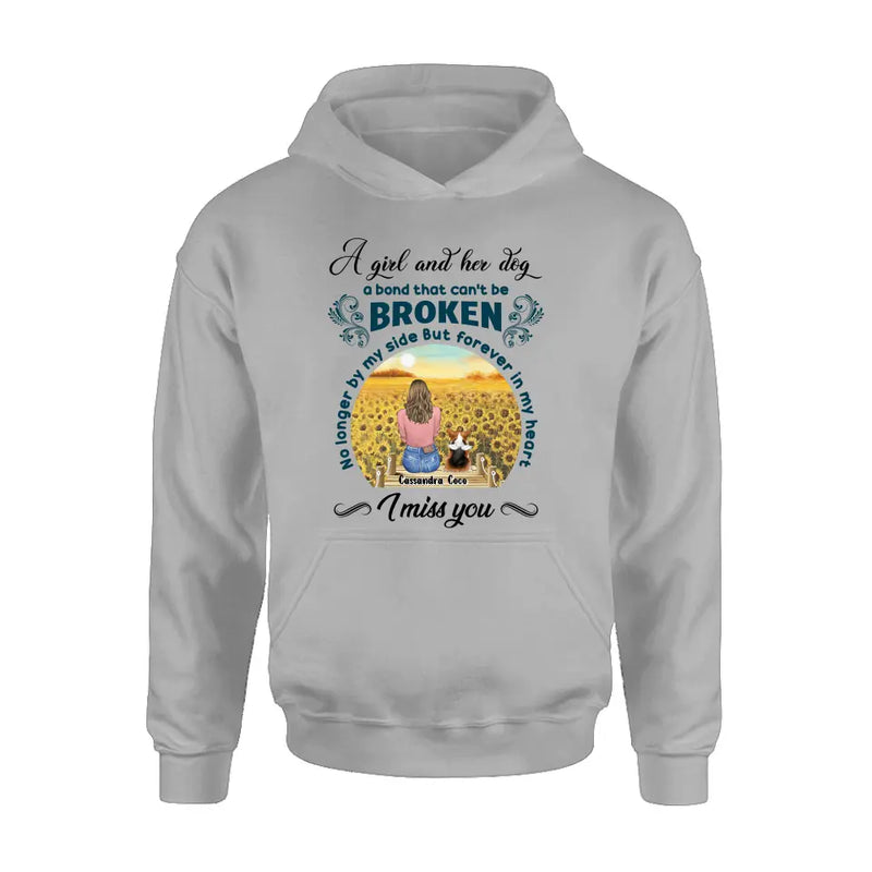 Personalized Pet Mom Shirt/Hoodie - Gift Idea For Dog/Cat Lover/Mother's Day - Up to 4 Pets - A Girl And Her Dog A Bond That Can't Be Broken