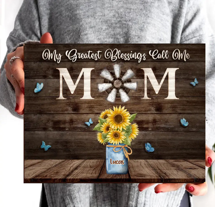 Personalized Mom Flowers 2 Layered Wooden Art - Up to 7 Kids - Mother's Day Gift Idea - My Greatest Blessings Call Me Mom