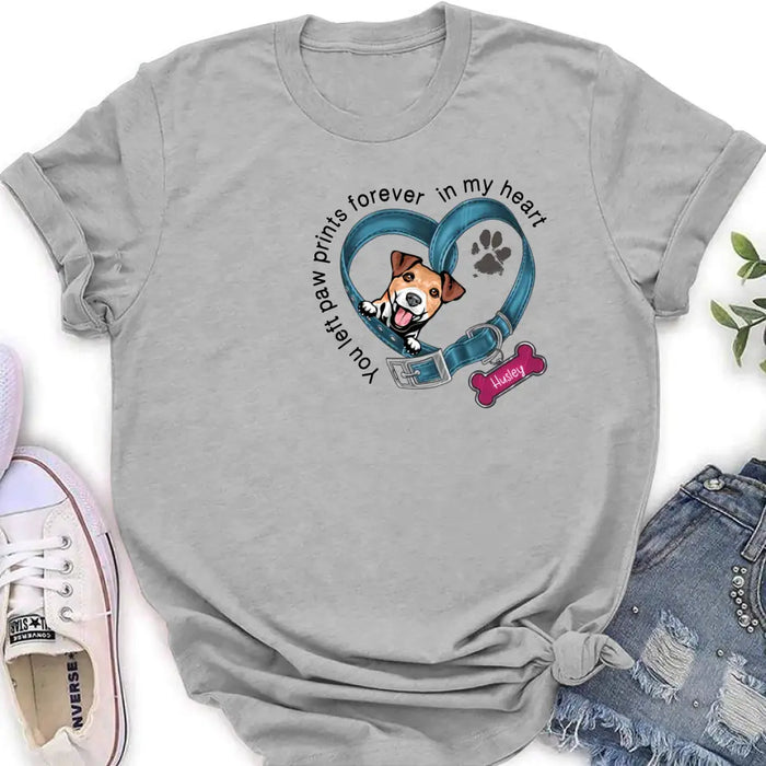 Custom Personalized Dog Collar Shirt/ Hoodie - Memorial Gift Idea For Dog Lover/ Mother's Day/Father's Day - You Left Paw Prints Forever In My Heart