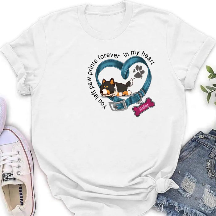 Custom Personalized Memorial Dog Collar Shirt/ Hoodie - Gift Idea For Dog Lover/ Mother's Day/Father's Day - You Left Paw Prints Forever In My Heart